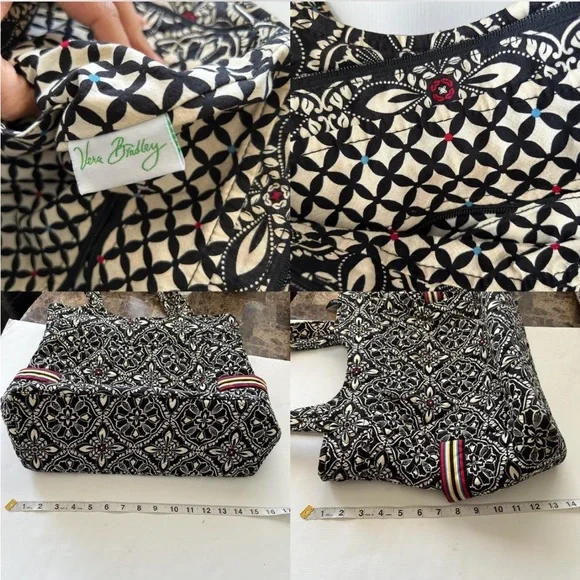 Vera Bradley Barcelona Black and white floral tote bag with pockets. - Picture 7 of 16